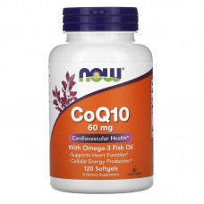 Now Foods,   Поддержка здоровья сердечно-сосудистой системы, CoQ10 с рыбьим жиром с омега-3, 60 мг, 120 мягких желатиновых капсул