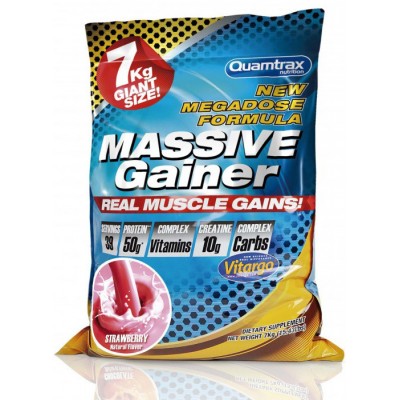 Гейнер Quamtrax Nutrition Massive Gainer, клубника, 7000 г