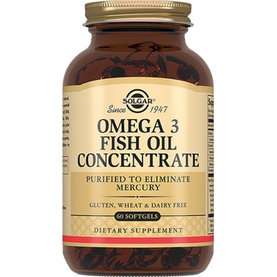 Solgar, Omega 3 Fish Oil Concentrate 'Концентрат рыбьего жира Омега-3', 60 капсул