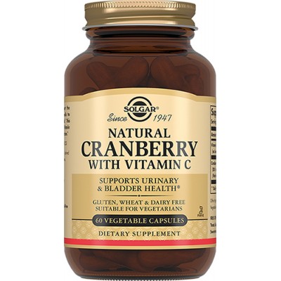 Solgar, Natural Cranberry with Vitamin C 'Натуральная клюква с Витамином С', 60 капсул