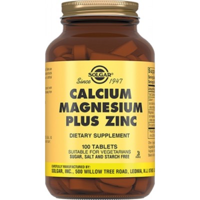 Solgar, Calcium Magnesium Plus Zinc 'Кальций-Магний-Цинк', 100 таблеток