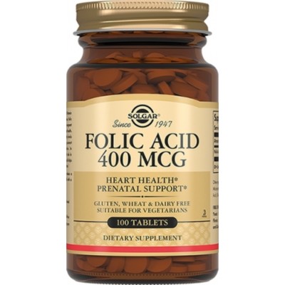 Solgar, Folic Acid 'Фолиевая кислота', 400 мкг, 100 таблеток