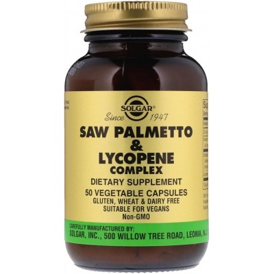 Solgar Saw Palmetto & Lycopene Complex (Комплекс поддержки мужского здоровья), 653 мг, 50 капсул