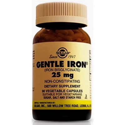 Solgar, Gentle Iron 'Легкодоступное железо', 25 мг, 90 капсул