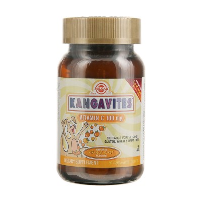 Solgar Kangavites Vitamin C 100 mg для детей, 90 таб, вкус: апельсин