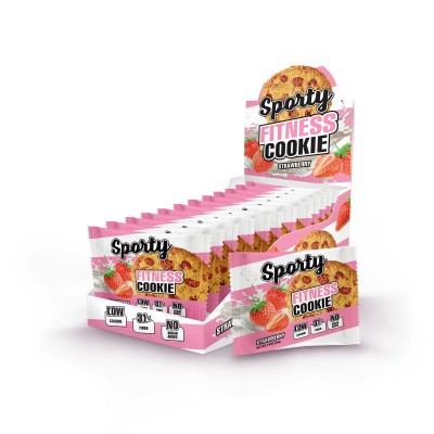 Низкокалорийное фитнес-печенье Sporty Fitness (12 шт х 40 г) Клубника