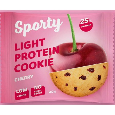 Печенье Sporty Protein Light 40 грамм (коробка 12 шт.), вишня