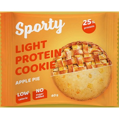 Печенье Sporty Protein Light 40 грамм (коробка 12 шт.), яблочный пирог