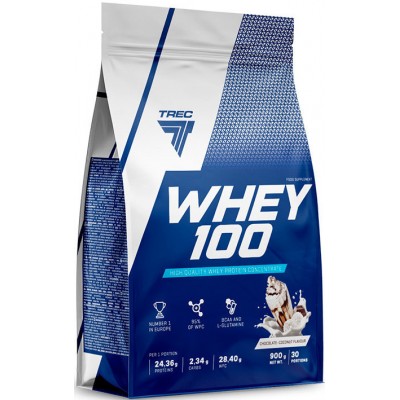 Trec Nutrition Whey 100 (Протеин сывороточный), 900 г, шоколад-кокос
