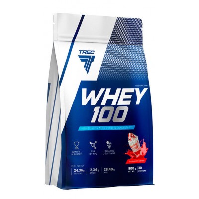 Trec Nutrition Whey 100 (Протеин сывороточный), 900 г, клубника