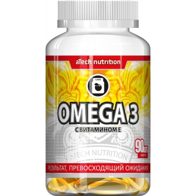 Пищевая добавка aTech Nutrition Omega 3, усилен витамином Е, 90 капсул