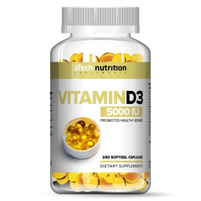 Витамин Д3 5000МЕ, aTech Nutrition, 240 желатиновых капсул