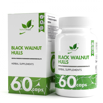 Скорлупа черного ореха NaturalSupp Black Walnut Hulls, 60 капс.